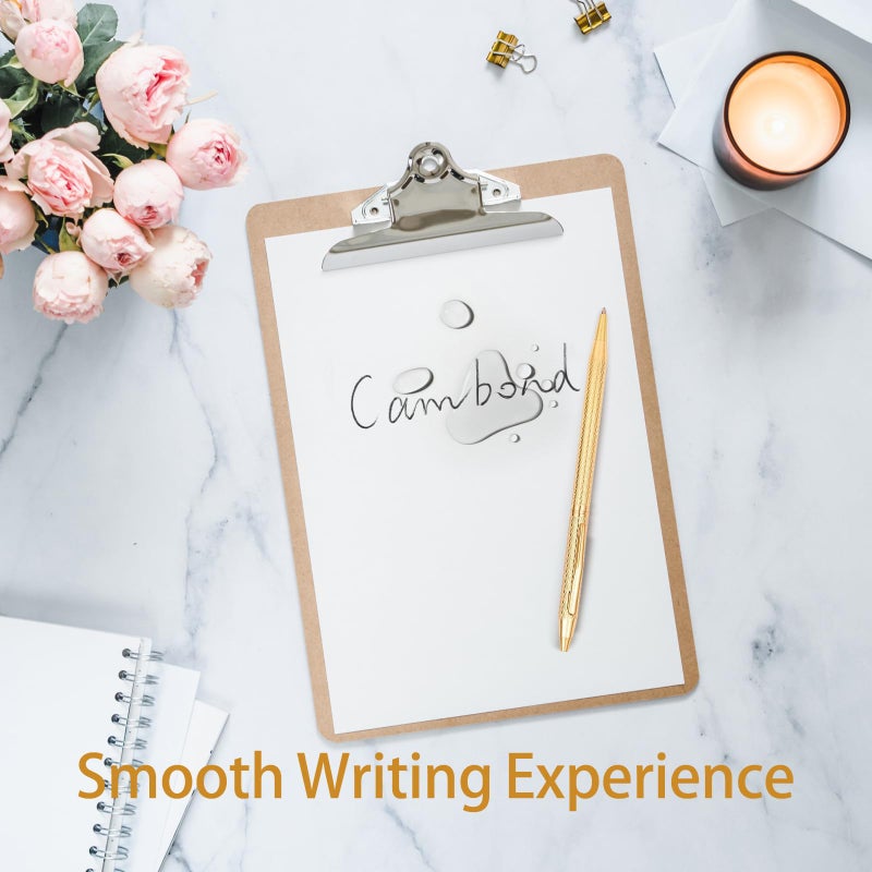 Cambond Ballpoint Pens Gold Pens - Slim Nice Pens for Wedding Guest Book Gift, Black Ink 1.0mm Smooth Writing Pens for Office Business, 3 Pen with 3 Refills (Gold) - Image 2